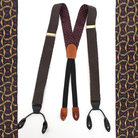 Cole Haan Other - Cole Haan Suspenders Silk Twill Leather Button Tabs Adjustable Braces Men's USA